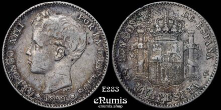 SPAIN, Alfonso XIII, 1 Peseta 1899 SG-V, VF+/aXF