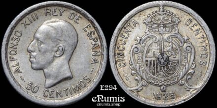 SPAIN, Alfonso XIII, 50 Centimos 1926 PC-S, XF-UNC