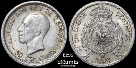 SPAIN, Alfonso XIII, 50 Centimos 1926 PC-S, aUNC
