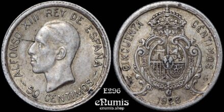 SPAIN, Alfonso XIII, 50 Centimos 1926 PC-S, XF+