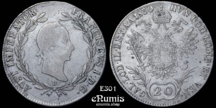 AUSTRIA, Franz I, 20 Kreuzer 1830 B, Kremnitz, VF+/aXF