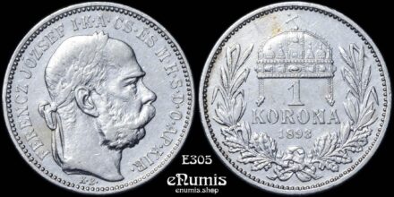 HUNGARY, Franz Joseph I, 1 Korona 1893, aXF/XF