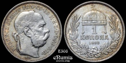 HUNGARY, Franz Joseph I, 1 Korona 1893, VF-XF