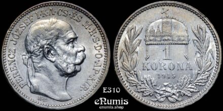 HUNGARY, Franz Joseph I, 1 Korona 1915, aUNC