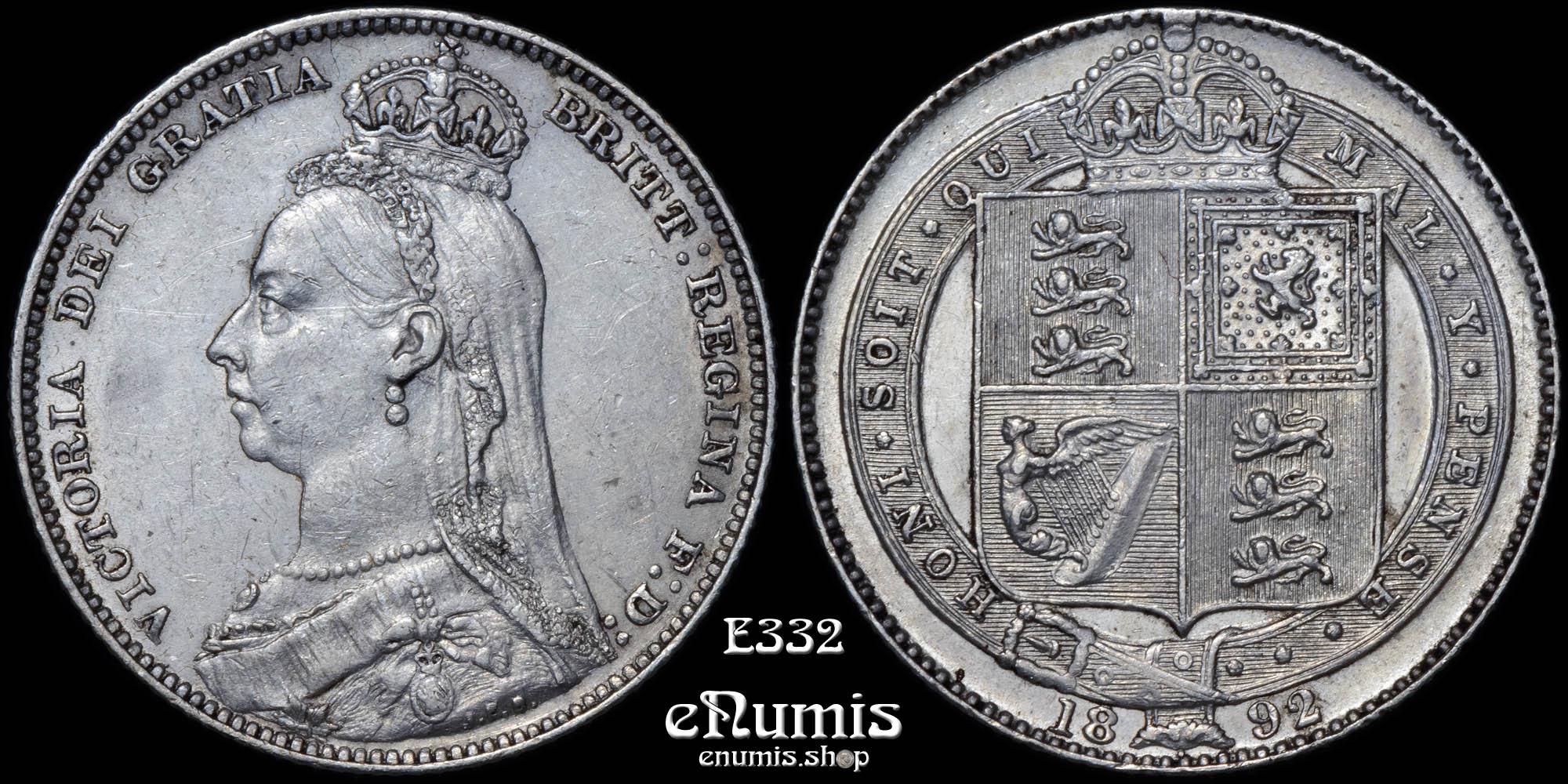 Great Britain, Victoria, Shilling 1892, Large Jubilee head, XF/XF+