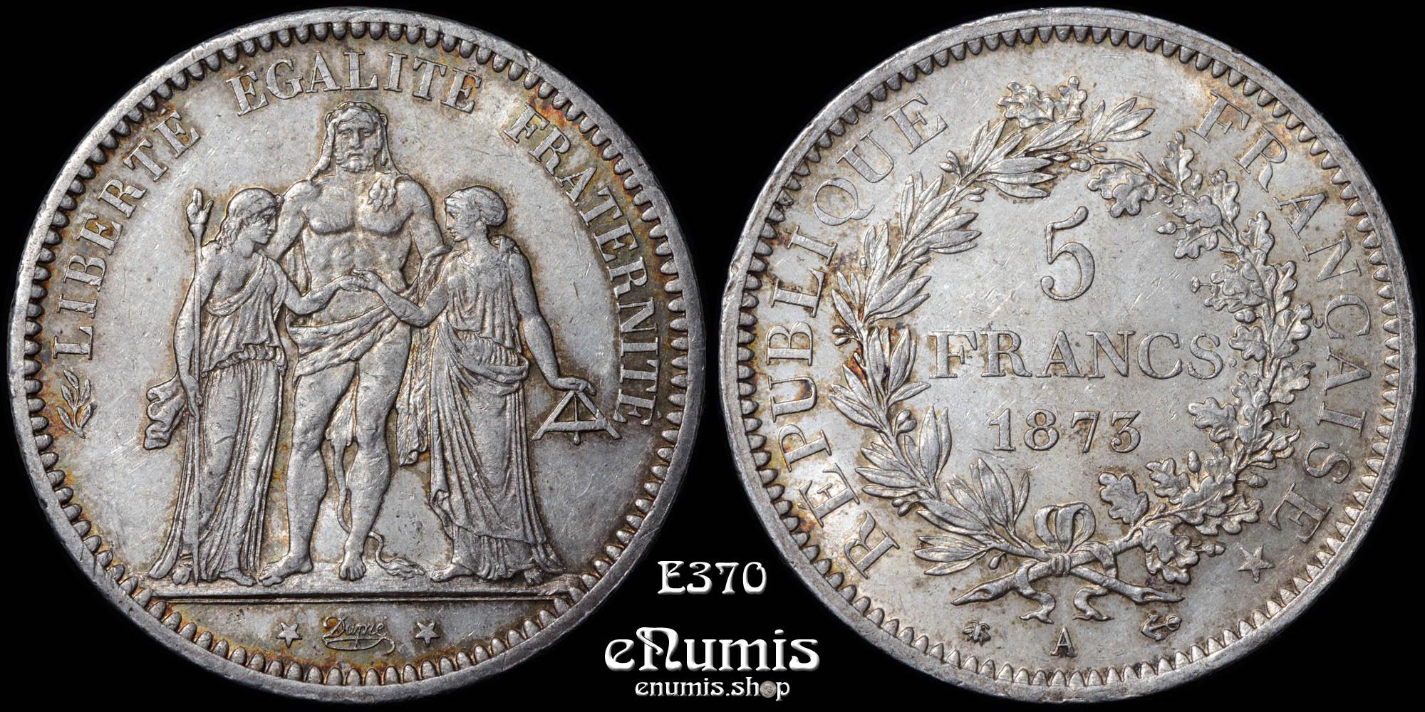 FRANCE, Third Republic, 5 Francs 1873 A, Paris, aUNC