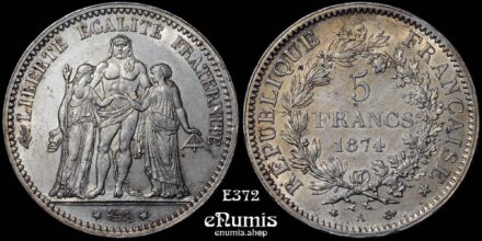 FRANCE, Third Republic, 5 Francs 1874 A, Paris, UNC
