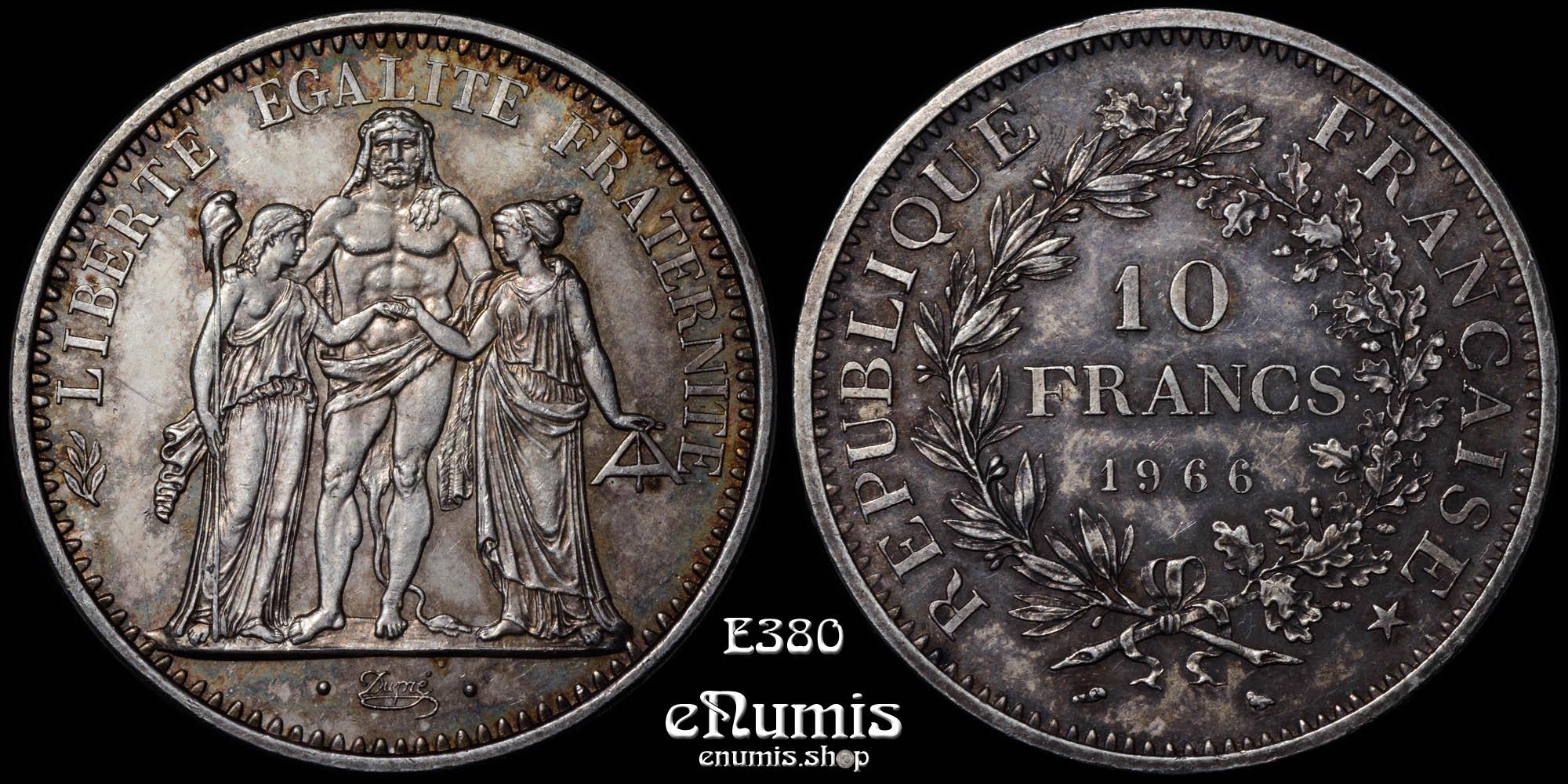 FRANCE, Fifth Republic, 10 Francs 1966, silver, toned, UNC FRANCE, Fifth Republic, 10 Francs 1966, silver, toned, UNC