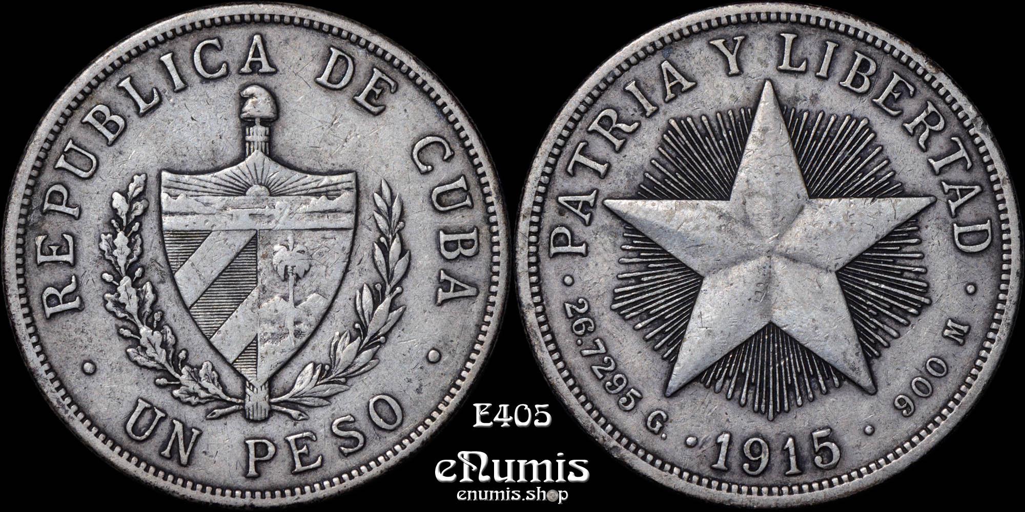CUBA, 1 Peso 1915, VF