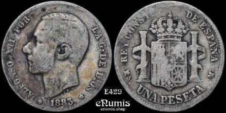 SPAIN, Alfonso XII, 1 Peseta 1883 MS-M, aVF