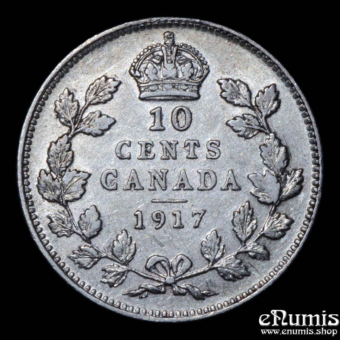 CANADA, George V, 10 Cents 1917, XF+