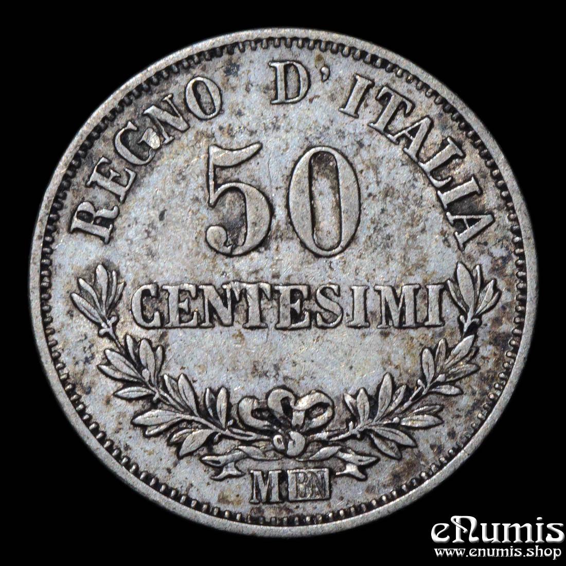 ITALY, Vittorio Emanuele II, 50 Centesimi 1863 M-BN, VF-XF/aXF