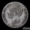 SPAIN, Alfonso XII, 1 Peseta 1876 DE-M, Fine SPAIN, Alfonso XII, 1 Peseta 1876 DE-M, Fine