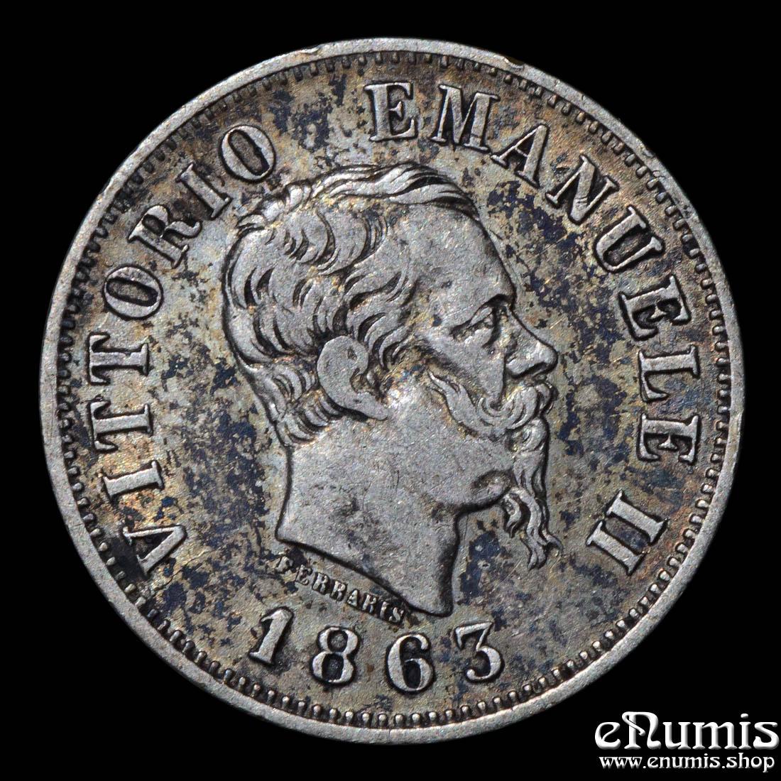 ITALY, Vittorio Emanuele II, 50 Centesimi 1863 M-BN, VF-XF/aXF