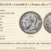 BELGIUM, Leopold II, 5 Francs 1873, VF BELGIUM, Leopold II, 5 Francs 1873, VF