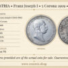 AUSTRIA, Franz Joseph I, 5 Corona 1909, VF AUSTRIA, Franz Joseph I, 5 Corona 1909, VF