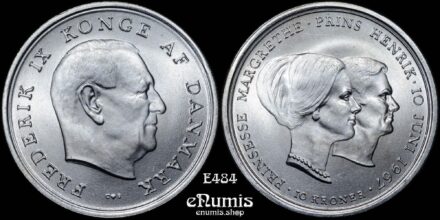 DENMARK, Frederick IX, 10 Kroner 1967, Wedding of Princess Margrethe, UNC