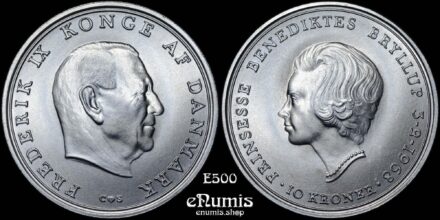 DENMARK, Frederick IX, 10 Kroner 1968, Wedding of Princess Benedikte, UNC