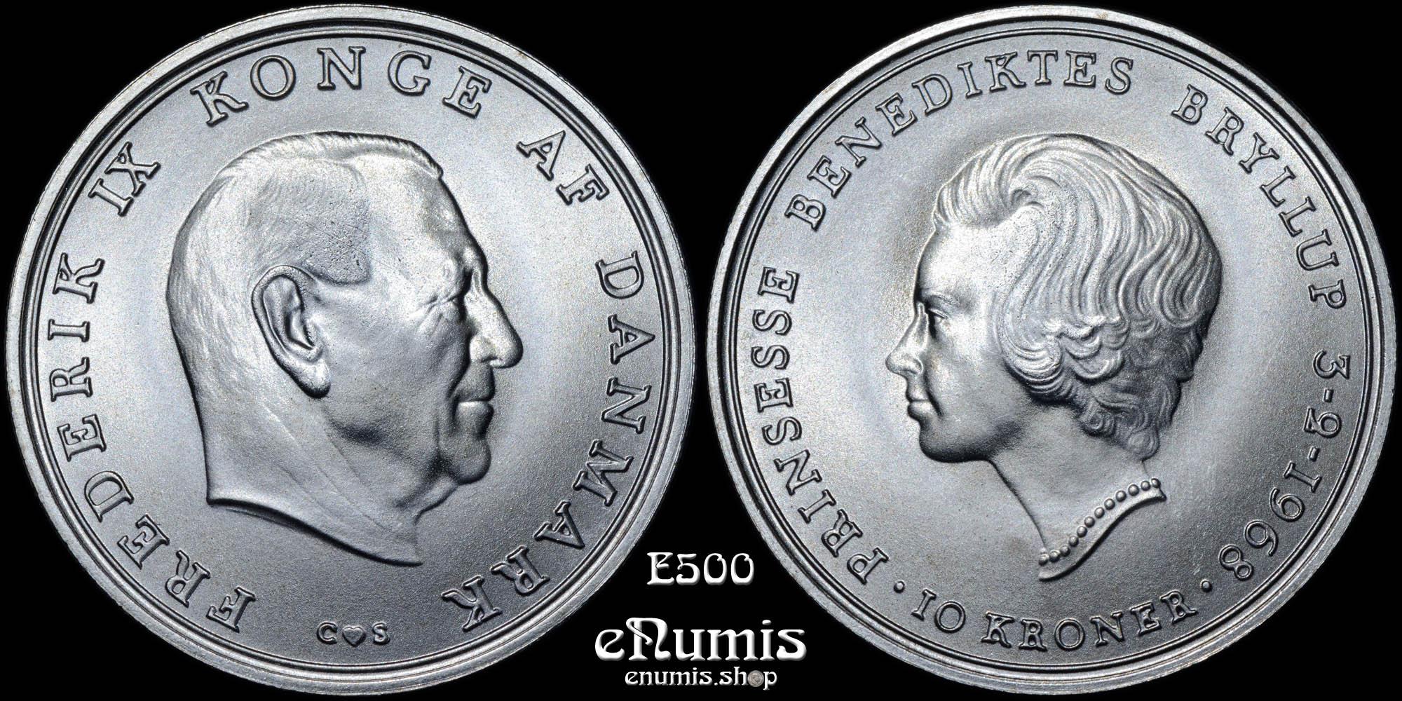DENMARK, Frederick IX, 10 Kroner 1968, Wedding of Princess Benedikte, UNC