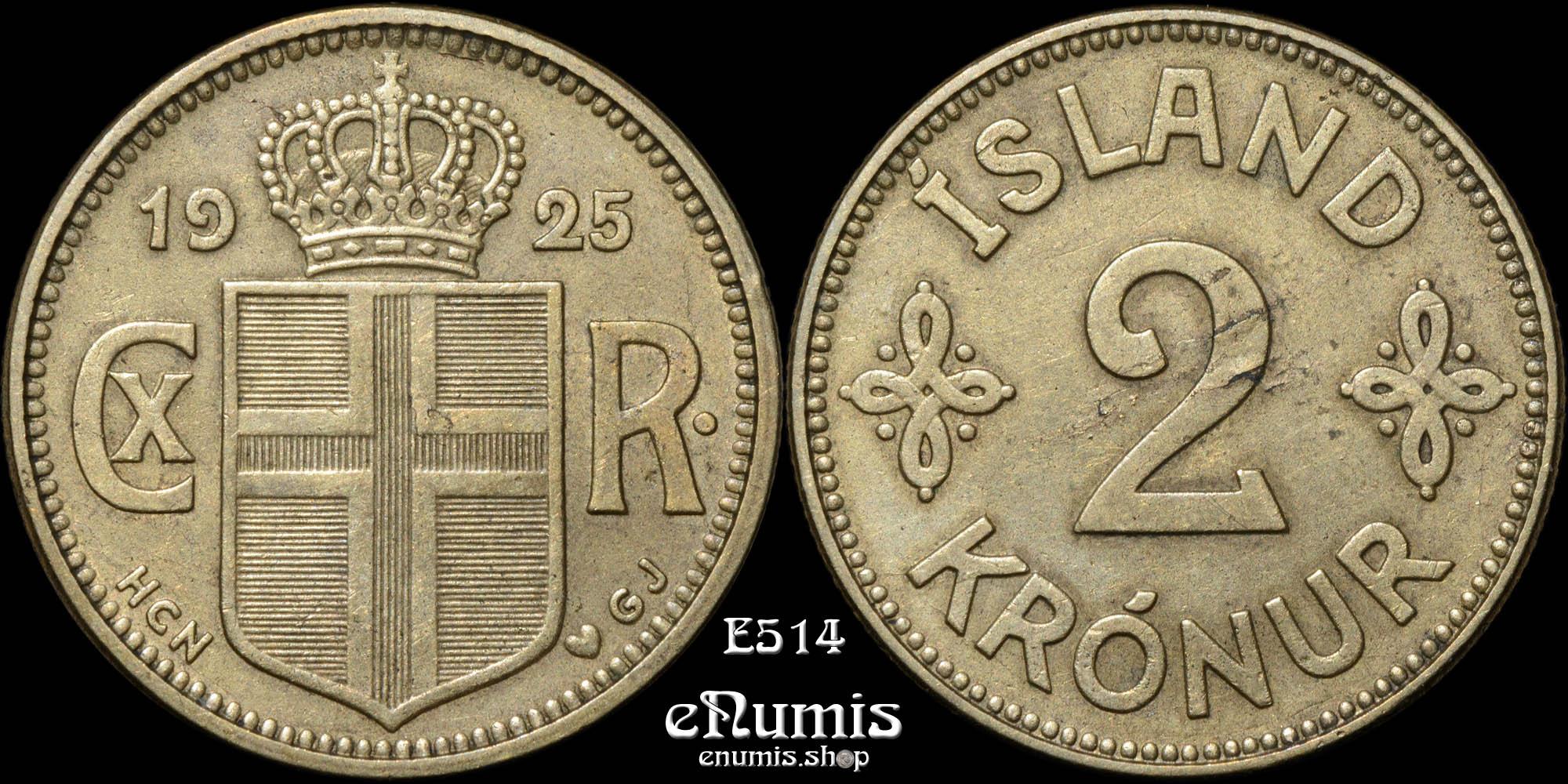 ICELAND, Christian X, 2 Kronur 1925, XF-UNC