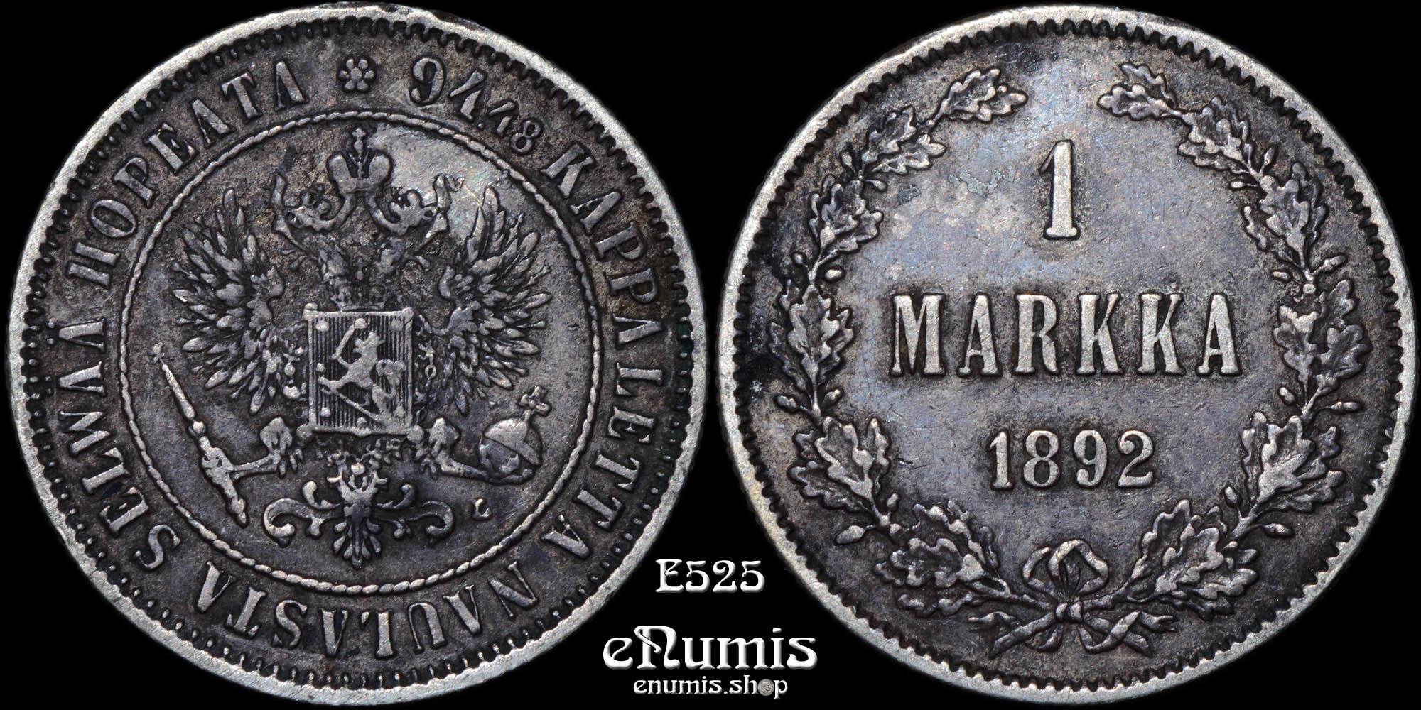 RUSSIA, FINLAND, Alexander III, 1 Markka 1892, toned, XF