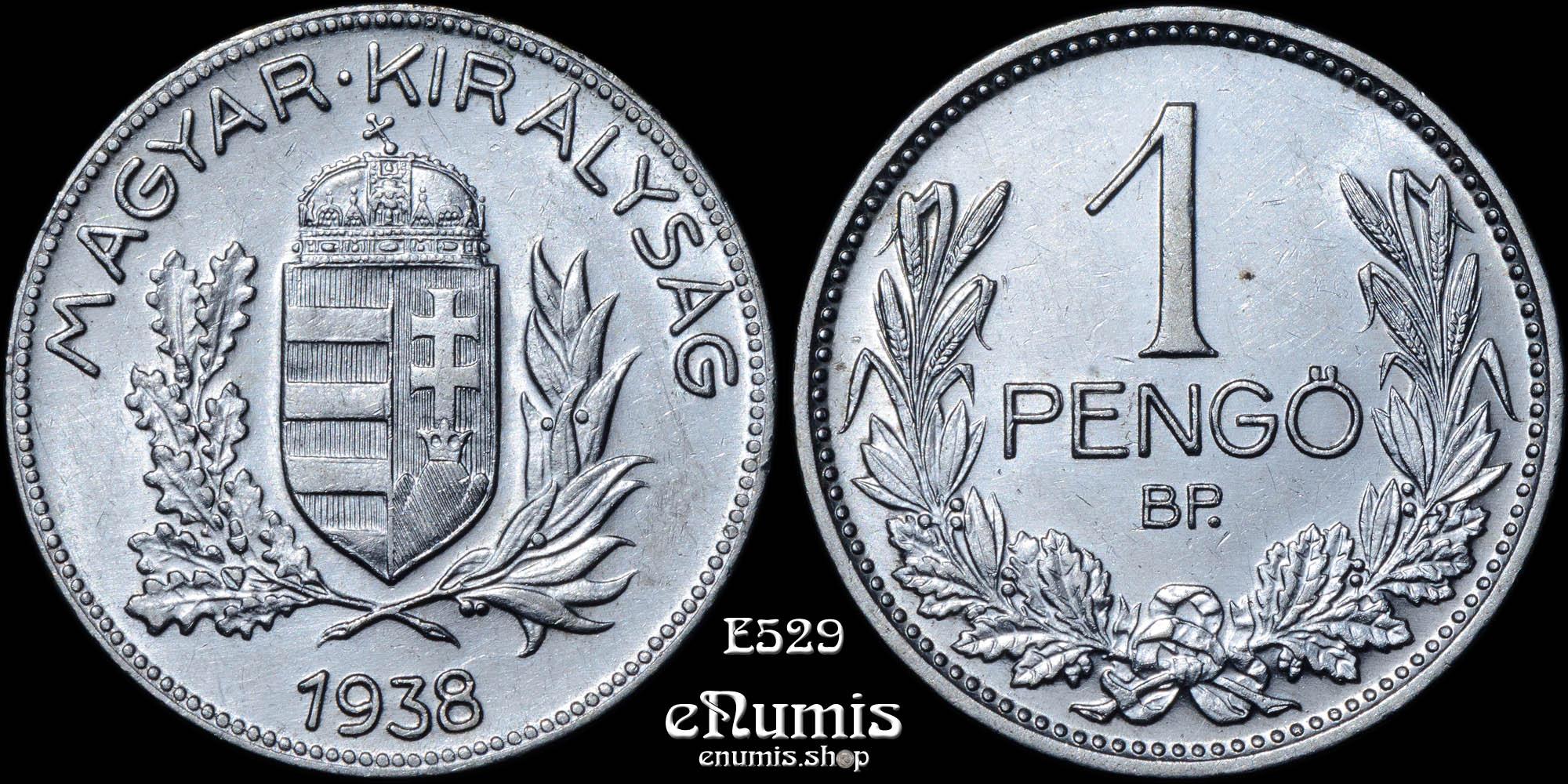 HUNGARY, 1 Pengo 1938, silver, UNC HUNGARY, 1 Pengo 1938, silver, UNC