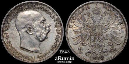 AUSTRIA, Franz Joseph I, 2 Corona 1912, aUNC