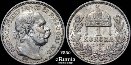HUNGARY, Franz Joseph I, 1 Korona 1912, XF-UNC