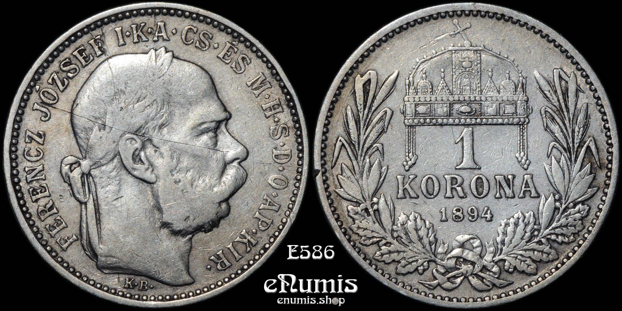 HUNGARY, Franz Joseph I, 1 Korona 1894, VF+