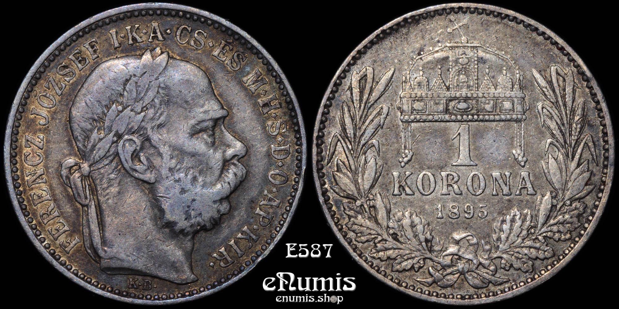 HUNGARY, Franz Joseph I, 1 Korona 1895, toned, VF-XF/XF