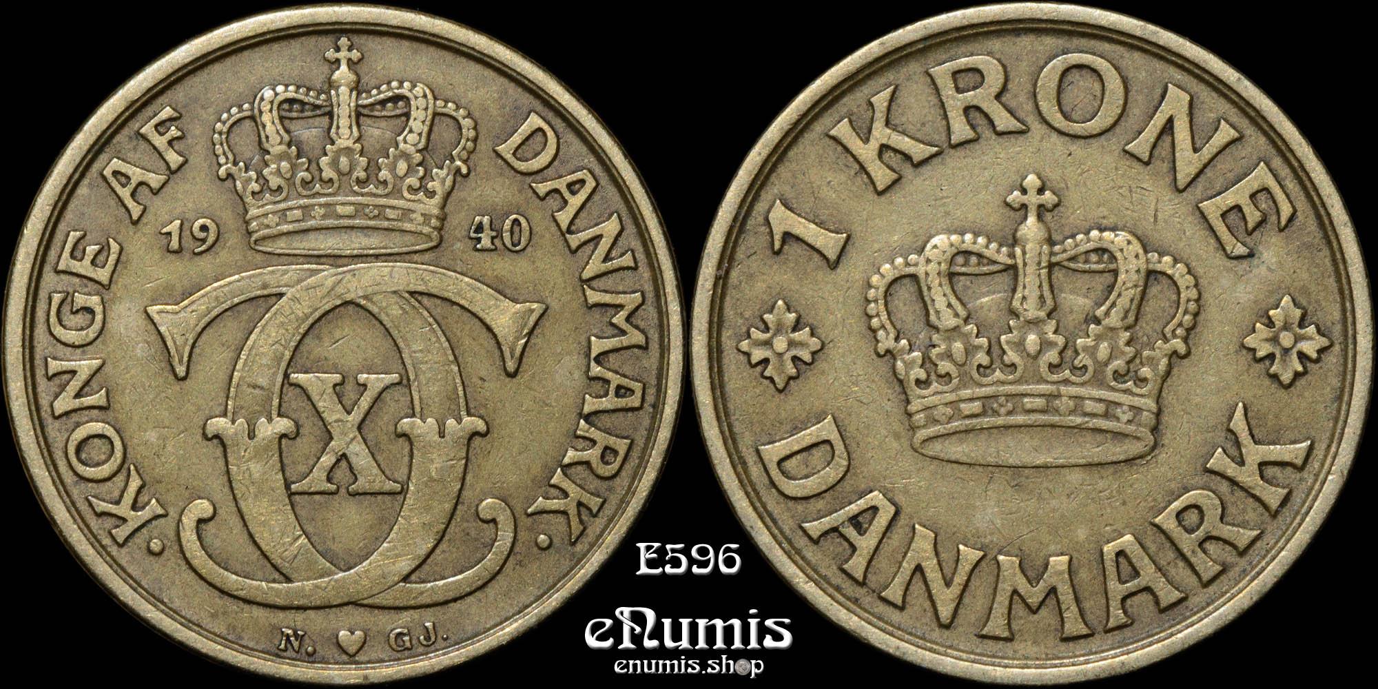 DENMARK, Christian X, 1 Krone 1940 N GJ, XF