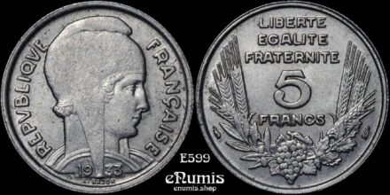 FRANCE, Third Republic, 5 Francs 1933, aUNC