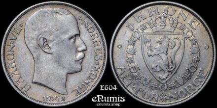 NORWAY, Haakon VII, 1 Krone 1916, Scarce, XF+