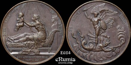 FRANCE, Medal 1820, Bronze, birth of Henri V, by Gayrard, aUNC