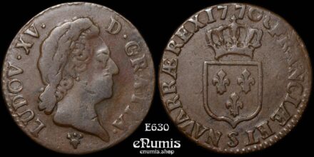 FRANCE, Louis XV, 1/2 Sol 1770 S, Reims, VF+