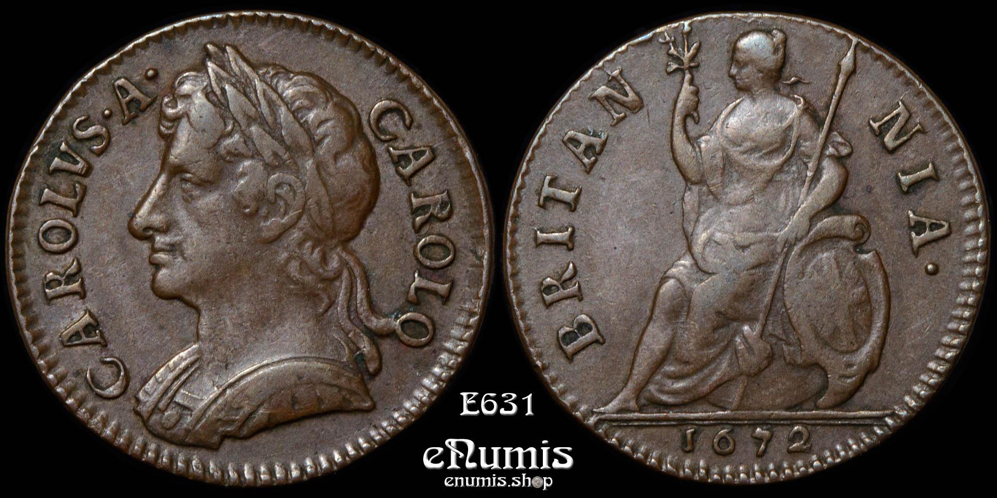 Great Britain, Charles II, Farthing 1672, XF+ Great Britain, Charles II, Farthing 1672, XF+