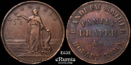 AUSTRALIA, Penny Token, Tasmania, Mather, Draper, Hobart town 1863