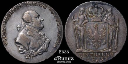 GERMANY PRUSSIA, Friedrich Wilhelm II, Taler 1793 E, Konigsberg, Rare!, VF+