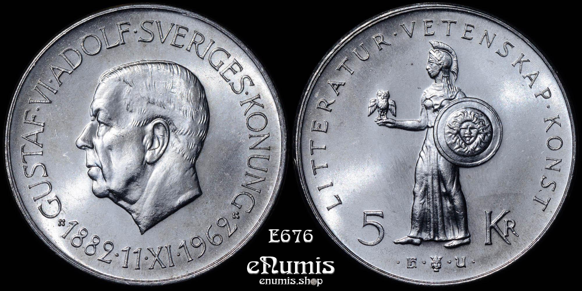 SWEDEN, Gustaf VI Adolf, 5 Kronor 1962, 80th Birthday, UNC SWEDEN, Gustaf VI Adolf, 5 Kronor 1962, 80th Birthday, UNC