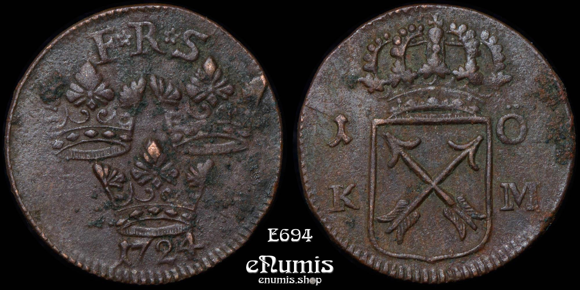 SWEDEN, Frederick I, 1 Ore 1724, XF • eNumis.shop