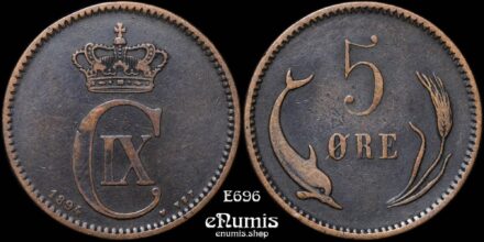 DENMARK, Christian IX, 5 Ore 1894, VF