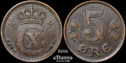 DENMARK, Christian X, 5 Ore 1919, VF-XF