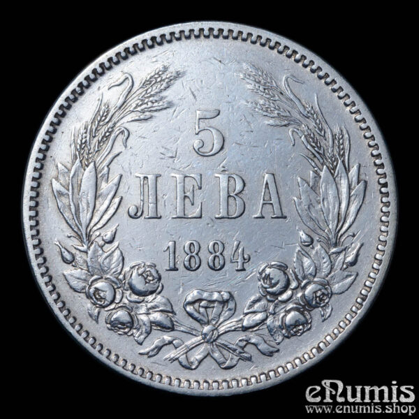 Bulgaria, Alexander I, 5 Leva 1884, VF+ • eNumis.shop