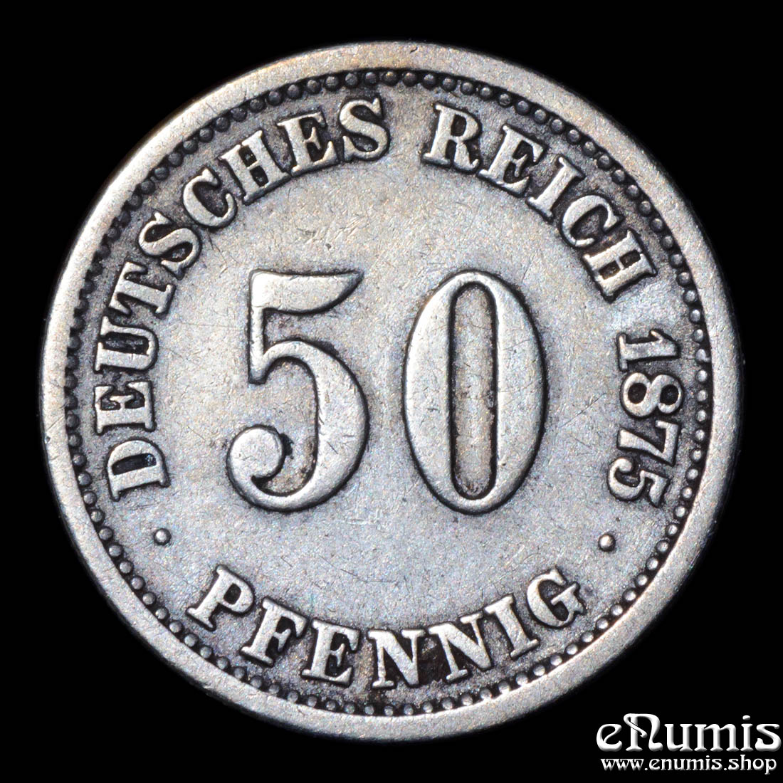 German Empire, 50 Pfennig 1875 F, Stuttgart, Scarce!, VF German Empire, 50 Pfennig 1875 F, Stuttgart, Scarce!, VF