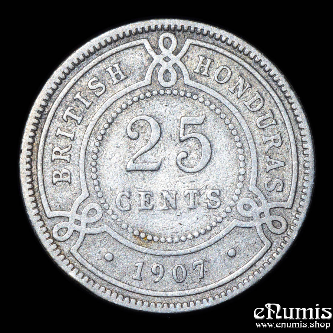 BRITISH HONDURAS, Edward VII, 25 Cents 1907, VF