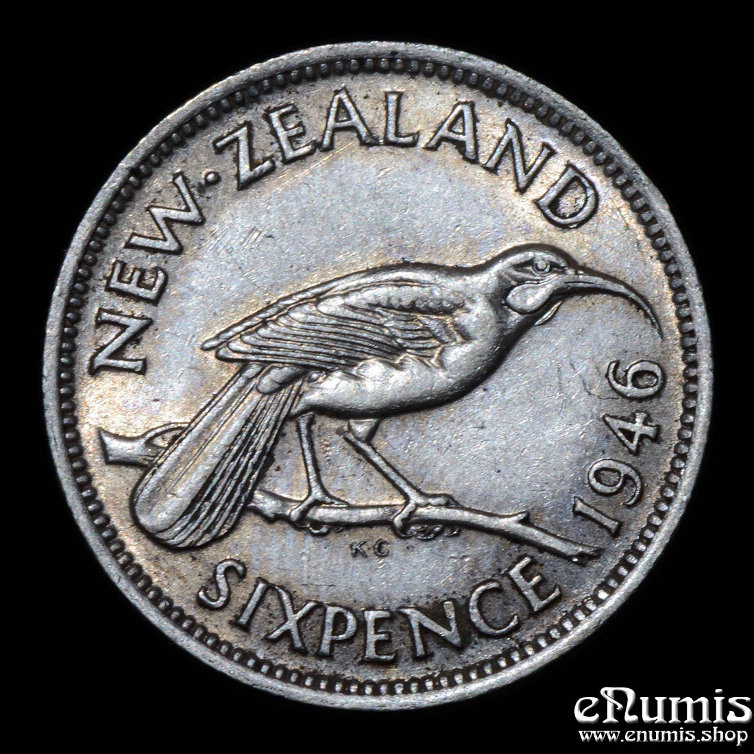 NEW ZEALAND, George VI, 6 Pence 1946, aUNC