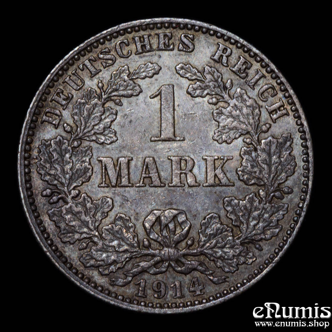 German Empire, 1 Mark 1914 J, Hamburg, XF-UNC