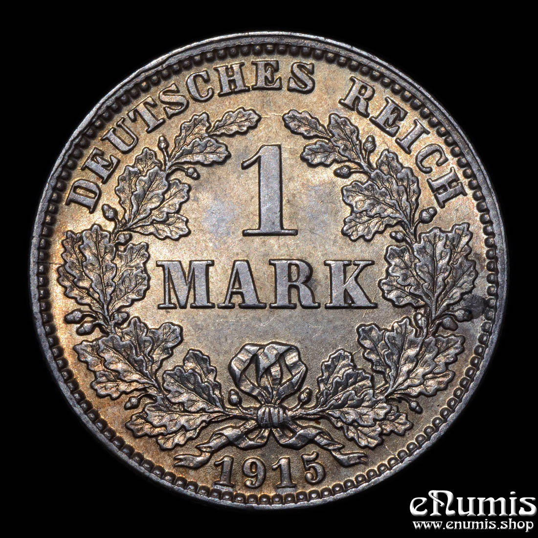 German Empire, 1 Mark 1915 J, Hamburg, UNC