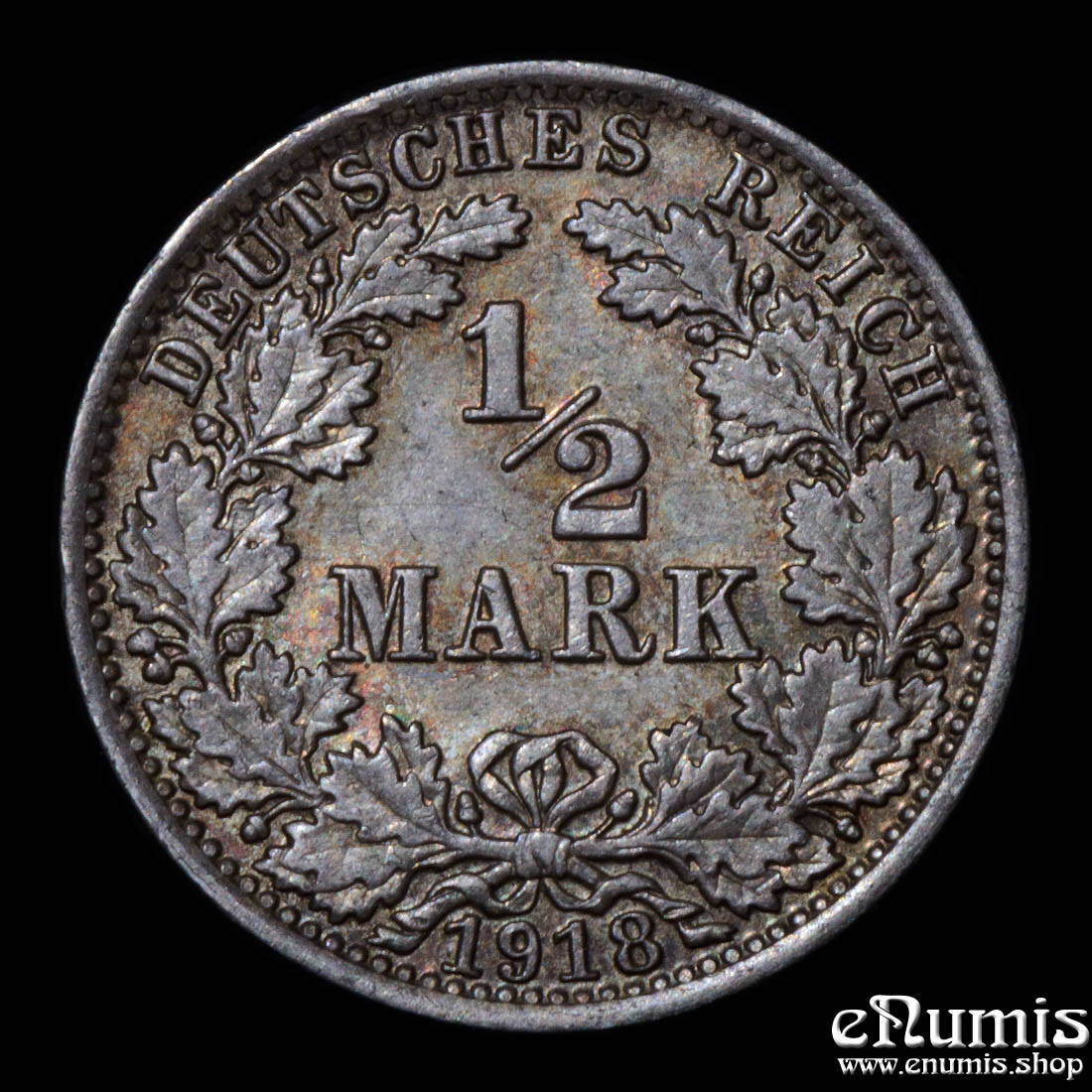 German Empire, 1/2 Mark 1918 A, Berlin, UNC