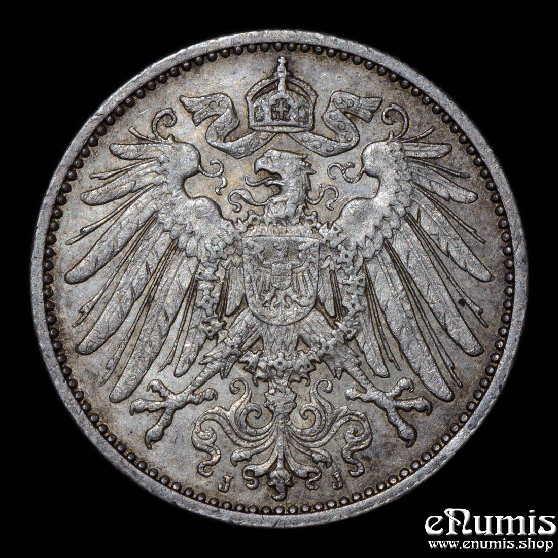 German Empire, 1 Mark 1914 J, Hamburg, XF-UNC